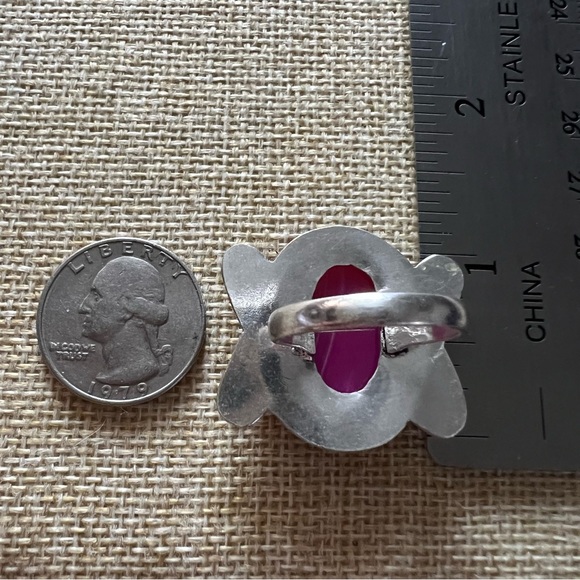 Pink Botswana Agate Silver Overlay Ring Size 10.25 - Picture 2 of 4